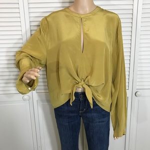 Robert Rodriguez 100% Silk Mustard Blouse Medium